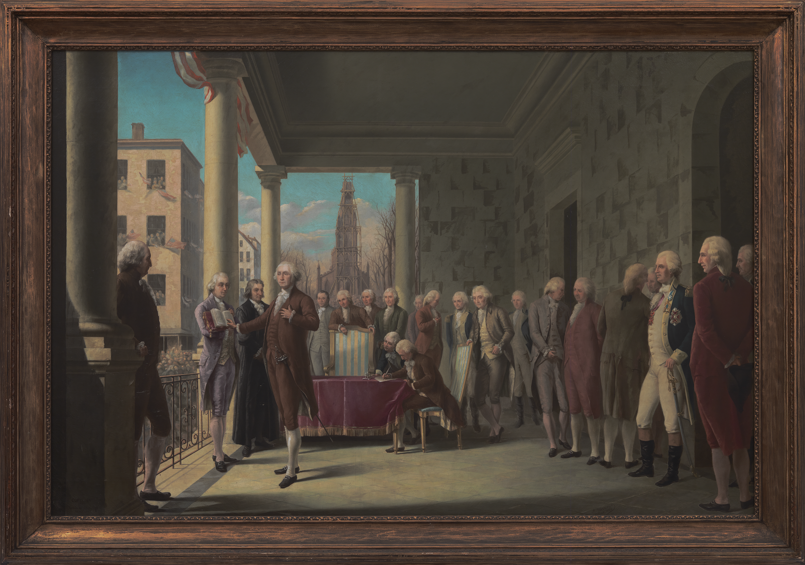 George Washington taking the oath of office, painted by Ramon Elorriaga