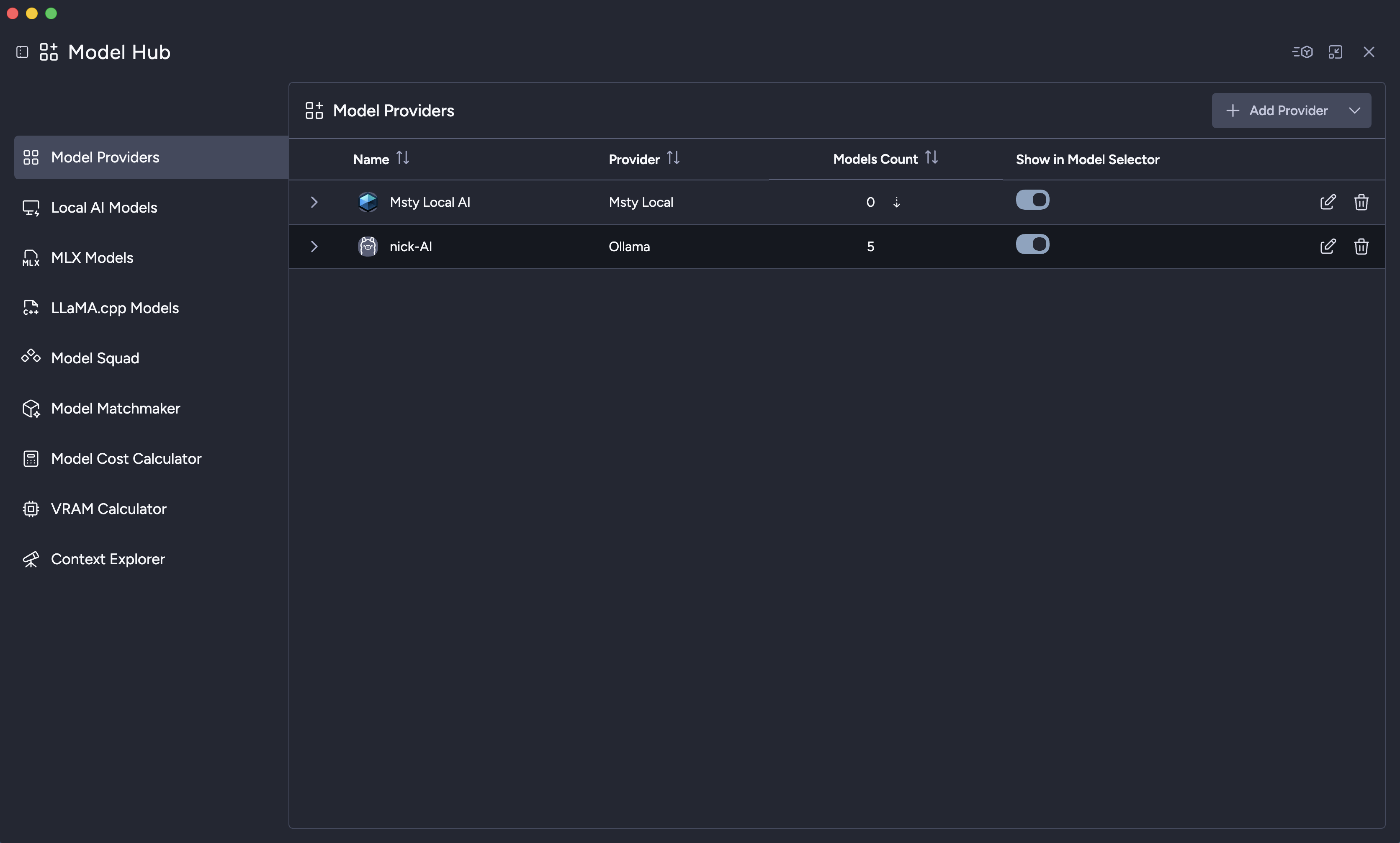 Adding a local model in Msty on a home AI server